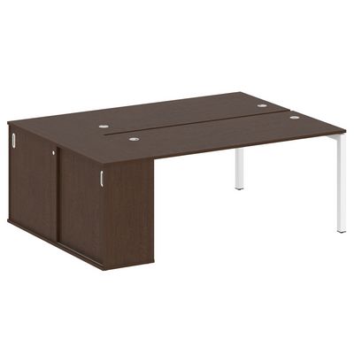 Metal System Quattro 5x5 50БП.РС-СШК-1.4 (Венге цаво/Белый) Рабочая станця на П-образном м/кя с опорным шкафом-купе