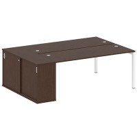 Metal System Quattro 5x5 50БП.РС-СШК-1.5 (Венге цаво/Белый) Рабочая станция на П-образном м/к с опорным шкафом-купе