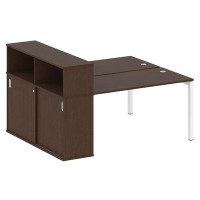 Metal System Quattro 5x5 50БП.РС-СШК-2.3 (Венге цаво/Белый) Рабочая станция на П-образном м/кс опорным шкафом-купе