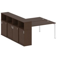 Metal System Quattro 5x5 50БП.РС-СШК-4.4 (Венге цаво/Белый) Рабочая станция на П-образном м/к с опорным шкафом-купе