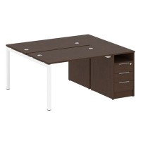 Metal System Quattro 5x5 50БП.РС-СТП-2.2 (Венге цаво/Белый) Рабочая станция на П-образном м/к с опорной тумбой