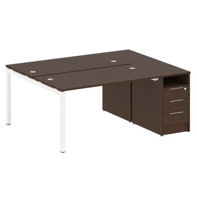 Metal System Quattro 5x5 50БП.РС-СТП-2.3 (Венге цаво/Белый) Рабочая станция на П-образном м/к с опорной тумбой