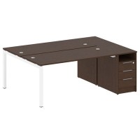 Metal System Quattro 5x5 50БП.РС-СТП-2.4 (Венге цаво/Белый) Рабочая станция на П-образном м/к с опорной тумбой