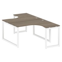 Metal System Quattro 5x5 50БО.РАС-СА-2.3 (Вяз благородный/Белый) Рабочая станция криволинейная на О-образном м/к