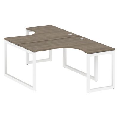 Metal System Quattro 5x5 50БО.РАС-СА-2.3 (Вяз благородный/Белый) Рабочая станция криволинейная на О-образном м/к