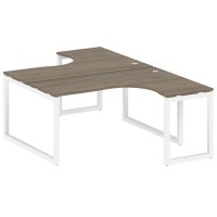 Metal System Quattro 5x5 50БО.РАС-СА-2.4 (Вяз благородный/Белый) Рабочая станция криволинейная на О-образном м/к