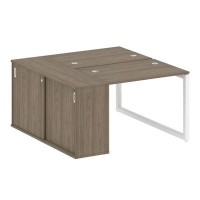 Metal System Quattro 5x5 50БО.РС-СШК-1.1 (Вяз благородный/Белый) Рабочая станция на О-образном м/к с опорным шкафом-купе