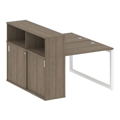 Metal System Quattro 5x5 50БО.РС-СШК-2.1 (Вяз благородный/Белый) Рабочая станция на О-образном м/к с опорным шкафом-купе