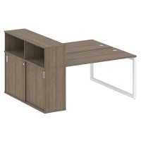 Metal System Quattro 5x5 50БО.РС-СШК-2.3 (Вяз благородный/Белый) Рабочая станция на О-образном м/к с опорным шкафом-купе