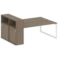 Metal System Quattro 5x5 50БО.РС-СШК-2.5 (Вяз благородный/Белый) Рабочая станция на О-образном м/к с опорным шкафом-купе