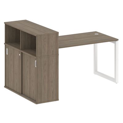 Metal System Quattro 5x5 50БО.РС-СШК-3.3 (Вяз благородный/Белый) Стол письменный на О-образном м/к с опорным шкафом-купе