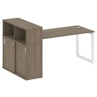 Metal System Quattro 5x5 50БО.РС-СШК-3.4 (Вяз благородный/Белый) Стол письменный на О-образном м/к с опорным шкафом-купе