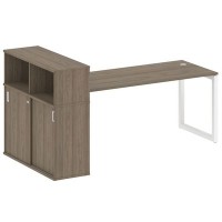 Metal System Quattro 5x5 50БО.РС-СШК-3.5 (Вяз благородный/Белый) Стол письменный на О-образном м/к с опорным шкафом-купе