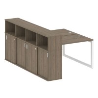 Metal System Quattro 5x5 50БО.РС-СШК-4.2 (Вяз благородный/Белый) Рабочая станция на О-образном м/к с опорным шкафом-купе