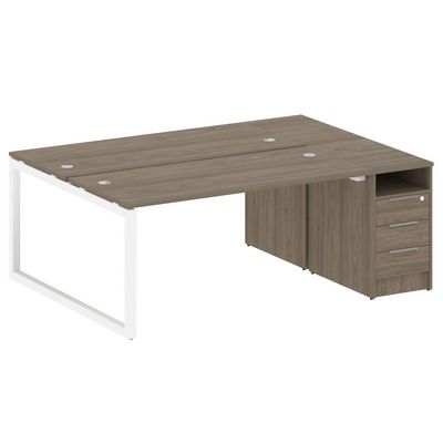 Metal System Quattro 5x5 50БО.РС-СТП-2.4 (Вяз благородный/Белый) Рабочая станция на О-образном м/к с опорной тумбой