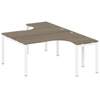 Metal System Quattro 5x5 50БП.РАС-СА-2.4 (Вяз благородный/Белый) Рабочая станция криволинейная на П-образном м/к