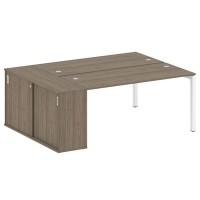 Metal System Quattro 5x5 50БП.РС-СШК-1.4 (Вяз благородный/Белый) Рабочая станця на П-образном м/кя с опорным шкафом-купе