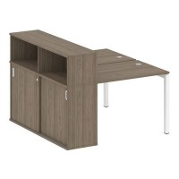 Metal System Quattro 5x5 50БП.РС-СШК-2.1 (Вяз благородный/Белый) Рабочая станция на П-образном м/к с опорным шкафом-купе