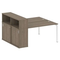 Metal System Quattro 5x5 50БП.РС-СШК-2.3 (Вяз благородный/Белый) Рабочая станция на П-образном м/кс опорным шкафом-купе