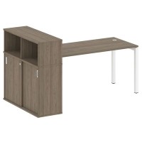 Metal System Quattro 5x5 50БП.РС-СШК-3.4 (Вяз благородный/Белый) Стол письменный на П-образном м/к с опорным шкафом-купе