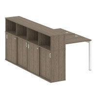 Metal System Quattro 5x5 50БП.РС-СШК-4.1 (Вяз благородный/Белый) Рабочая станция на П-образном м/к с опорным шкафом-купе