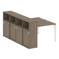 Metal System Quattro 5x5 50БП.РС-СШК-4.2 (Вяз благородный/Белый) Рабочая станция на П-образном м/к с опорным шкафом-купе