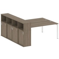 Metal System Quattro 5x5 50БП.РС-СШК-4.5 (Вяз благородный/Белый) Рабочая станция на П-образном м/к с опорным шкафом-купе