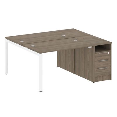 Metal System Quattro 5x5 50БП.РС-СТП-2.2 (Вяз благородный/Белый) Рабочая станция на П-образном м/к с опорной тумбой