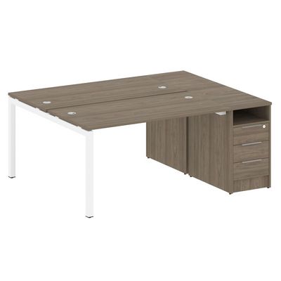 Metal System Quattro 5x5 50БП.РС-СТП-2.3 (Вяз благородный/Белый) Рабочая станция на П-образном м/к с опорной тумбой