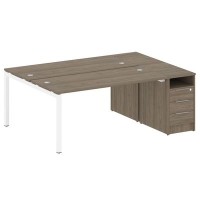 Metal System Quattro 5x5 50БП.РС-СТП-2.4 (Вяз благородный/Белый) Рабочая станция на П-образном м/к с опорной тумбой