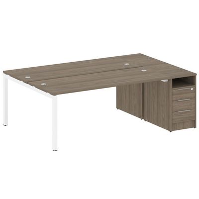 Metal System Quattro 5x5 50БП.РС-СТП-2.5 (Вяз благородный/Белый) Рабочая станция на П-образном м/к с опорной тумбой