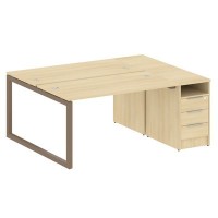 Metal System Quattro 5x5 50БО.РС-СТП-2.3 (Акация лорка/Мокко) Рабочая станция на О-образном м/к с опорной тумбой