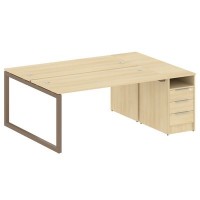 Metal System Quattro 5x5 50БО.РС-СТП-2.4 (Акация лорка/Мокко) Рабочая станция на О-образном м/к с опорной тумбой