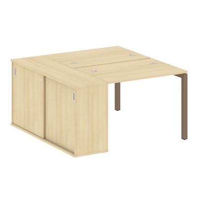 Metal System Quattro 5x5 50БП.РС-СШК-1.1 (Акация лорка/Мокко) Рабочая станция на П-образном м/к с опорным шкафом-купе