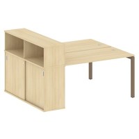 Metal System Quattro 5x5 50БП.РС-СШК-2.3 (Акация лорка/Мокко) Рабочая станция на П-образном м/кс опорным шкафом-купе