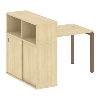 Metal System Quattro 5x5 50БП.РС-СШК-3.1 (Акация лорка/Мокко) Стол письменный на П-образном м/к с опорным шкафом-купе