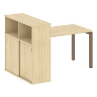 Metal System Quattro 5x5 50БП.РС-СШК-3.2 (Акация лорка/Мокко) Стол письменный на П-образном м/к с опорным шкафом-купе