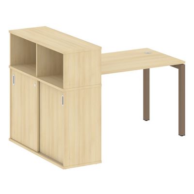 Metal System Quattro 5x5 50БП.РС-СШК-3.2 (Акация лорка/Мокко) Стол письменный на П-образном м/к с опорным шкафом-купе