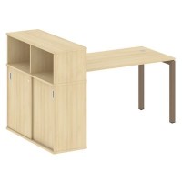 Metal System Quattro 5x5 50БП.РС-СШК-3.3 (Акация лорка/Мокко) Стол письменный на П-образном м/к с опорным шкафом-купе