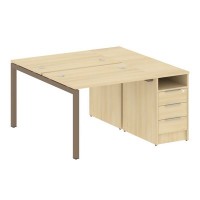 Metal System Quattro 5x5 50БП.РС-СТП-2.1 (Акация лорка/Мокко) Рабочая станция на П-образном м/к с опорной тумбой