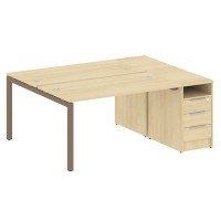 Metal System Quattro 5x5 50БП.РС-СТП-2.3 (Акация лорка/Мокко) Рабочая станция на П-образном м/к с опорной тумбой