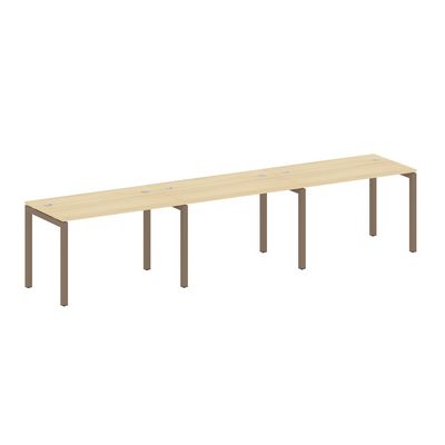 Metal System Quattro 5x5 50БП.СМ-3.2 (Акация лорка/Мокко) Рабочая станция на 3 раб.места на П-образном м/к