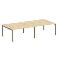 Metal System Quattro 5x5 50БП.СМ-4.4 (Акация лорка/Мокко) Рабочая станция на 4 раб.места на П-образном м/к