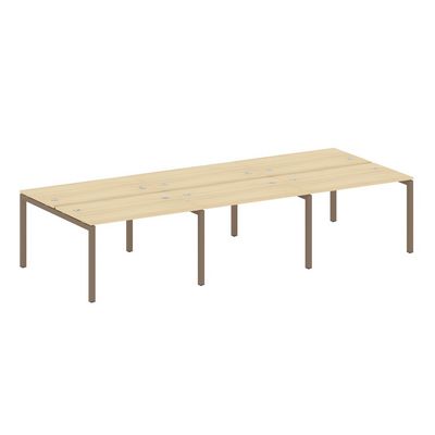 Metal System Quattro 5x5 50БП.СМ-6.2 (Акация лорка/Мокко) Рабочая станция на 6 раб.мест на П-образном м/к