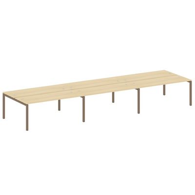 Metal System Quattro 5x5 50БП.СМ-6.5 (Акация лорка/Мокко) Рабочая станция на 6 раб.мест на П-образном м/к