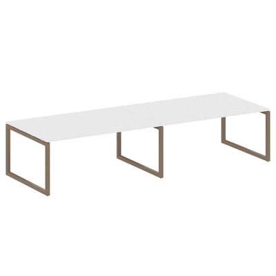 Metal System Quattro 5x5 50БО.ПРГ-2.5 (Белый/Мокко) Переговорный стол на О-образном м/к