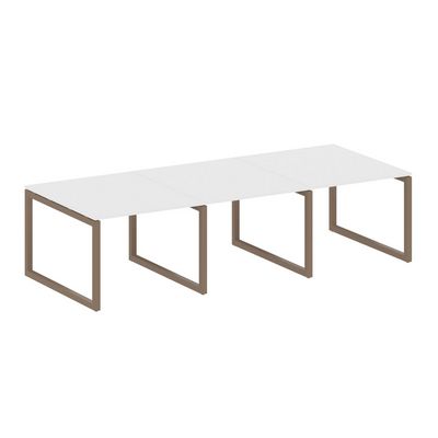 Metal System Quattro 5x5 50БО.ПРГ-3.1 (Белый/Мокко) Переговорный стол на О-образном м/к
