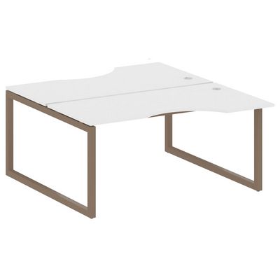 Metal System Quattro 5x5 50БО.РАС-СА-2.1 (Белый/Мокко) Рабочая станция криволинейная на О-образном м/к