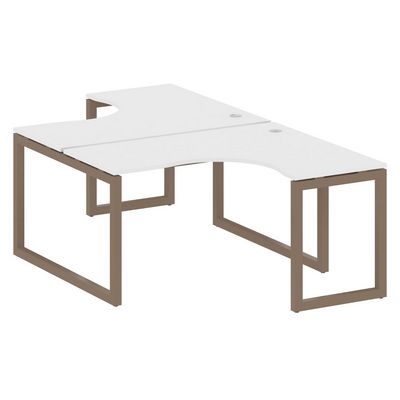 Metal System Quattro 5x5 50БО.РАС-СА-2.3 (Белый/Мокко) Рабочая станция криволинейная на О-образном м/к