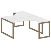 Metal System Quattro 5x5 50БО.РАС-СА-2.4 (Белый/Мокко) Рабочая станция криволинейная на О-образном м/к